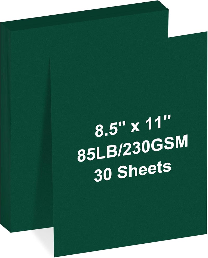FLIPPED Cardstock 8.5" x 11 "，30 Sheets Cardstock Paper 85 lb/230 gsm,Green Card Stock for Printer,Drawing,Gift tags,Invitations, Cards etc (Christmas green, 30 Sheets) - Image 1